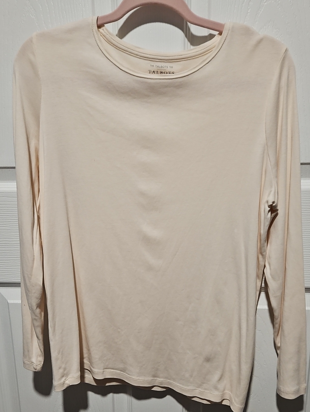 Talbots Lightweight Long Sleeve Crewneck Top in Cream 1XLP